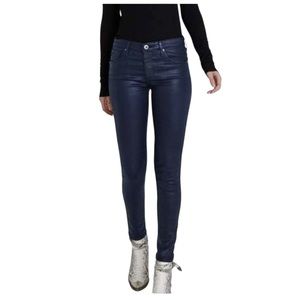 AG The Legging Ankle Skinny Sateen on Japanese Denim in Deep Trenches Navy Blue